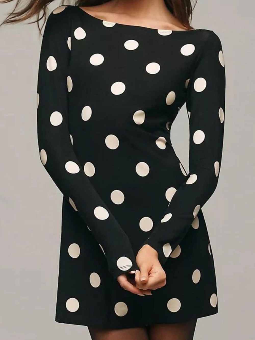Reformation Jaelynn Polka Dot Long-Sleeve Dress